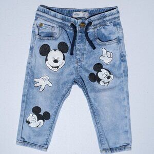 EUC Zara Disney Baby Mickey Mouse Jeans 9-12 Months